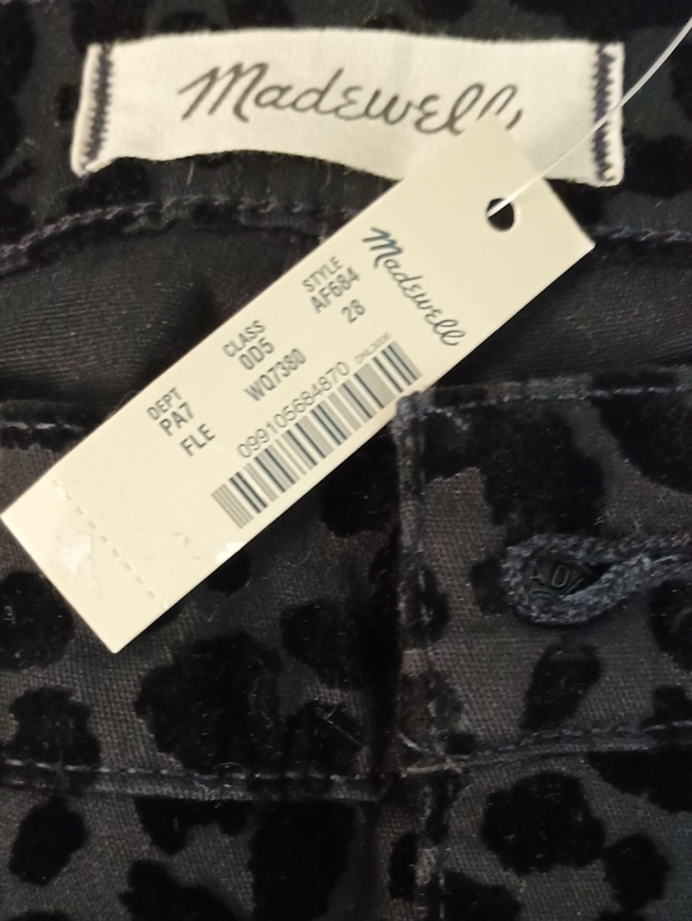 Madewell Black Velvet Leopard-Print Skinny Jeans